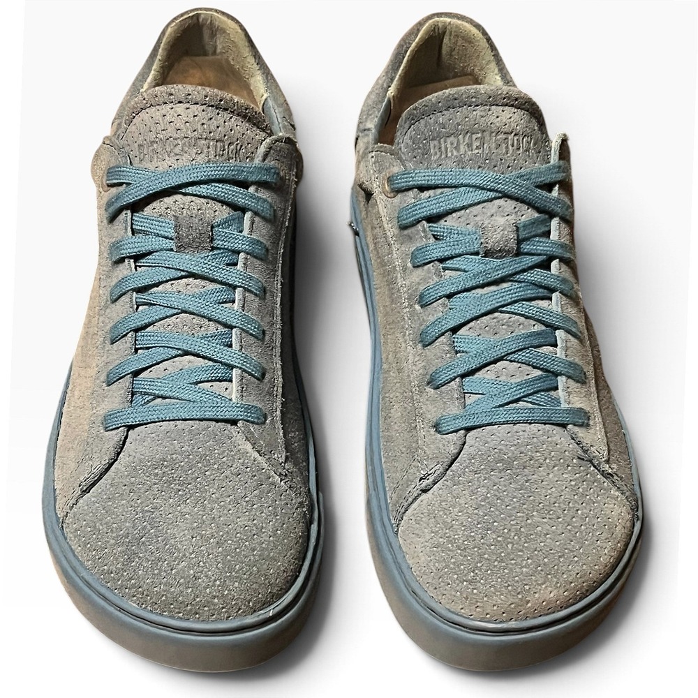 Birkenstock Bend Low Blue Grey Perforated Suede Sneakers Women 39 L8 M6 - Picture 10 of 16